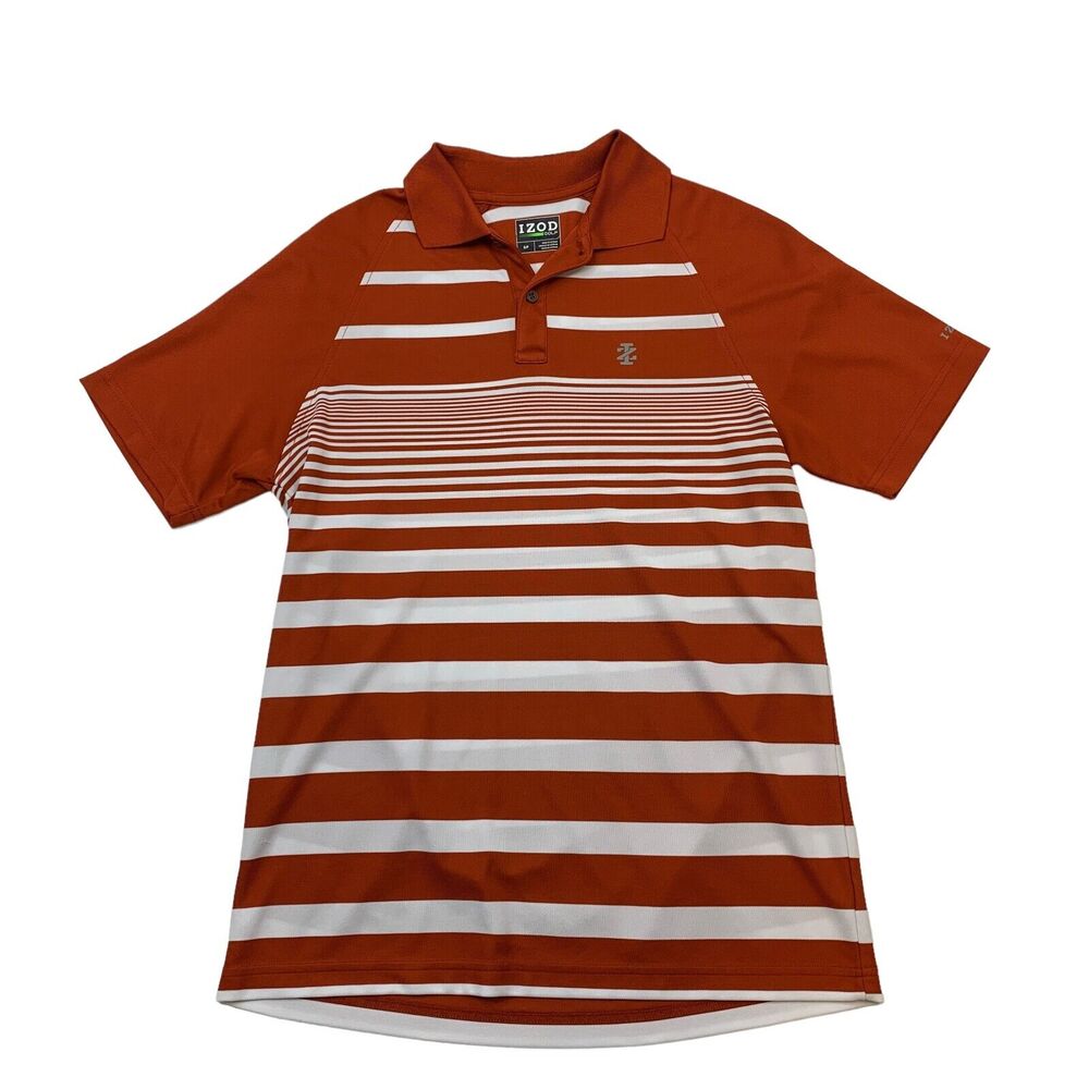 Izod Golf Shirt Men S Red White Stripe Moisture Wick Breathable Performance Polo
